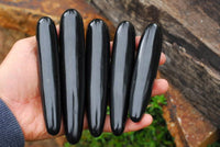 Polished Black Basalt Massage Wands x 12 From Madagascar - TopRock