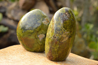 Polished Vibrant Green Opal Standing Free Forms x 2 From Antsirabe, Madagascar - TopRock