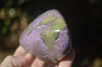 Polished Stichtite & Serpentine Standing Free Forms With Silky Purple Threads  x 3 From Barberton, South Africa - Toprock Gemstones and Minerals 