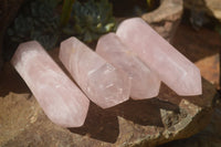 Polished Double Terminated Pink Rose Quartz Points  x 4 From Ambatondrazaka, Madagascar - TopRock