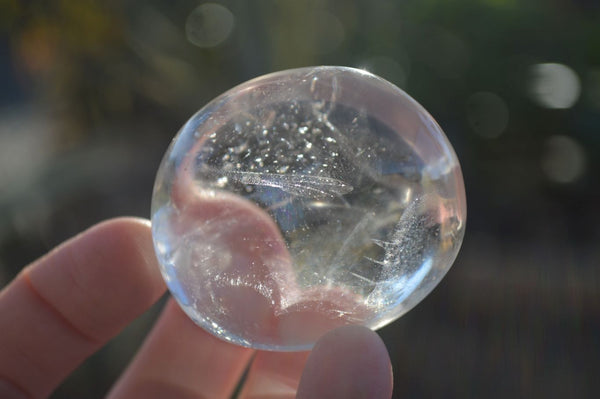 Polished Semi Optic Clear Quartz Galet / Palm Stones x 12 From Madagascar