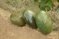 Polished Green Verdite Palm Stones  x 3 From Zimbabwe - TopRock