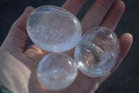 Polished Semi Optic Clear Quartz Galet / Palm Stones x 12 From Madagascar