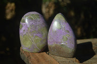 Polished Stichtite & Serpentine Standing Free Forms With Silky Purple Threads  x 3 From Barberton, South Africa - Toprock Gemstones and Minerals 