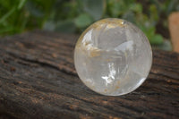 Polished Clear Quartz Crystal Balls With Golden Hematoid & Rainbow Veils  x 3 From Madagascar - TopRock