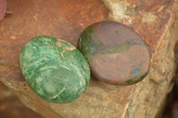 Polished Green Verdite Palm Stones  x 3 From Zimbabwe - TopRock