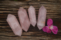 Polished Double Terminated Pink Rose Quartz Points  x 4 From Ambatondrazaka, Madagascar - TopRock