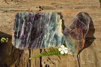 Polished Semi Translucent Watermelon Fluorite Slices x 2 From Uis, Namibia - TopRock