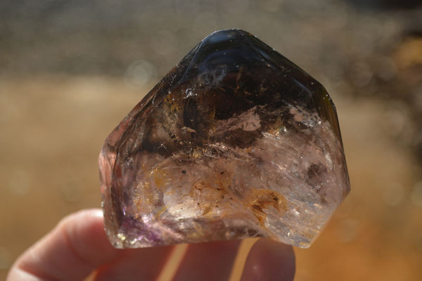 Polished Large Smokey Window Quartz Crystals x 6 From Ankazobe, Madagascar