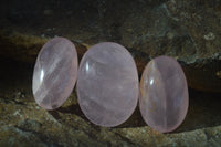 Polished Gemmy Rose Quartz Palm Stones  x 20 From Ambatondrazaka, Madagascar - Toprock Gemstones and Minerals 