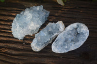 Natural Blue Celestite Crystal Specimens  x 3 From Madagascar - Toprock Gemstones and Minerals 