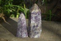 Polished Purple Lepidolite Points  x 2 From Madagascar