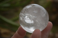 Polished Clear Quartz Crystal Balls With Golden Hematoid & Rainbow Veils  x 3 From Madagascar - TopRock