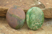 Polished Green Verdite Palm Stones  x 3 From Zimbabwe - TopRock