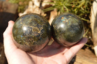 Polished Labradorite Spheres With Nice Subtle Flash x 4 From Tulear, Madagascar - TopRock