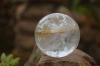 Polished Clear Quartz Crystal Balls With Golden Hematoid & Rainbow Veils  x 3 From Madagascar - TopRock