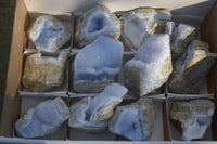 Natural Blue Lace Agate Geode Specimens  x 12 From Nsanje, Malawi - Toprock Gemstones and Minerals 