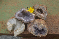 Natural Crystal Centred Amethyst Geode Specimens  x 4 From Zululand, South Africa - TopRock