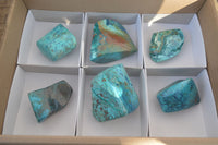 Polished Blue Shattuckite Free Forms  x 6 From Erongo, Namibia