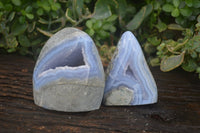 Polished Blue Lace Agate Standing Free Forms  x 2 From Nsanje, Malawi - Toprock Gemstones and Minerals 