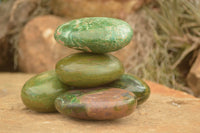 Polished Green Verdite Palm Stones  x 3 From Zimbabwe - TopRock