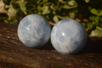 Polished Blue Calcite Spheres x 4 From Ihadilalana, Madagascar