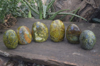 Polished Green Opal Standing Free Forms  x 6 From Madagascar