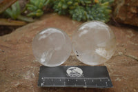 Polished Clear Quartz Crystal Balls With Golden Hematoid & Rainbow Veils  x 3 From Madagascar - TopRock