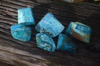 Polished Blue Shattuckite Free Forms  x 6 From Erongo, Namibia