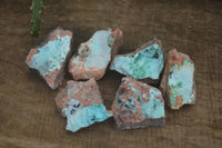 Natural Drusy Coated Chrysocolla Dolomite Specimens x 6 From Congo