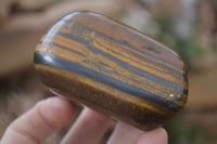 Polished Golden Tigers Eye Free Forms x 3 From Prieska, Northern Cape