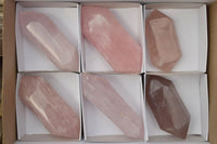 Polished Double Terminated Gemmy Rose Quartz Points x 6 From Madagascar - TopRock