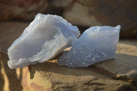 Natural Etched Blue Chalcedony Specimens  x 12 From Nsanje, Malawi