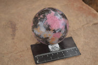 Polished  Pink & Black Rhodonite Spheres x 2 From Madagascar