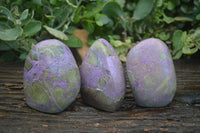 Polished Stichtite & Serpentine Standing Free Forms With Silky Purple Threads  x 3 From Barberton, South Africa - Toprock Gemstones and Minerals 