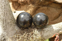 Polished Pitch Black Basalt Spheres  x 5 From Madagascar - TopRock