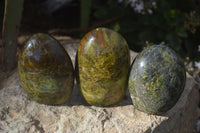 Polished Green Opal Standing Free Forms  x 6 From Madagascar