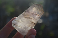 Polished Large Smokey Window Quartz Crystals x 6 From Ankazobe, Madagascar