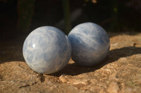 Polished Blue Calcite Spheres x 4 From Ihadilalana, Madagascar