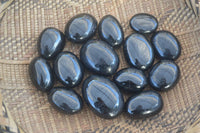 Polished Schorl Black Tourmaline Palm Stones  x 14 From Madagascar - Toprock Gemstones and Minerals 