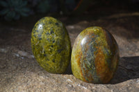 Polished Green Opal Standing Free Forms  x 6 From Madagascar