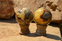 Polished Septarian (Calcite & Aragonite) Spheres  x 5 From Mahajanga, Madagascar - TopRock