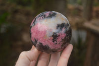 Polished  Pink & Black Rhodonite Spheres x 2 From Madagascar