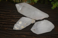 Natural Icey Etched Self Healed Quartz Crystals  x 3 From Madagascar