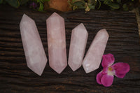 Polished Double Terminated Pink Rose Quartz Points  x 4 From Ambatondrazaka, Madagascar - TopRock