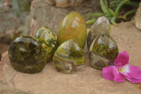 Polished Large Green Opal Standing Free Forms  x 6 From Madagascar - TopRock