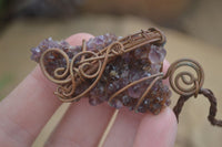 Polished Dark "Amethystos" Amethyst Crystal With Copper Art Wire Pendant -  sold per piece From Zambia - Toprock Gemstones and Minerals 