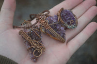 Polished Dark "Amethystos" Amethyst Crystal With Copper Art Wire Pendant -  sold per piece From Zambia - Toprock Gemstones and Minerals 