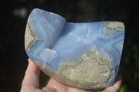 Polished Blue Lace Agate Standing Free Form x 1 From Nsanje, Malawi - Toprock Gemstones and Minerals 