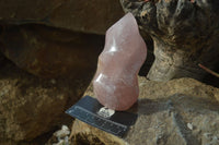 Polished Pink Rose Quartz Flame Sculptures x 3 From Ambatondrazaka, Madagascar